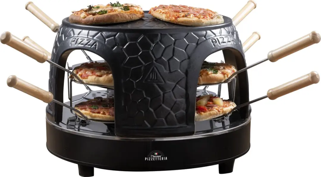 Bestron pizzaoven voor 8 personen, pizzamaker voor kleine pizza's (Ø 10 cm), me