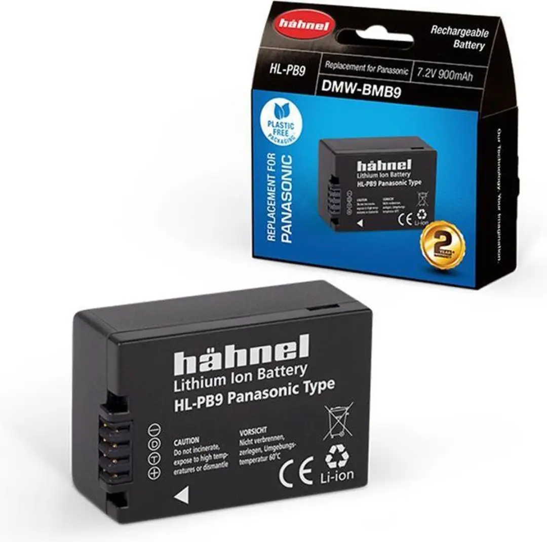 Hahnel HL-PB9 Li-Ion accu (Panasonic DMW-BMB9) - 900mAh - afbeelding 2 van 3