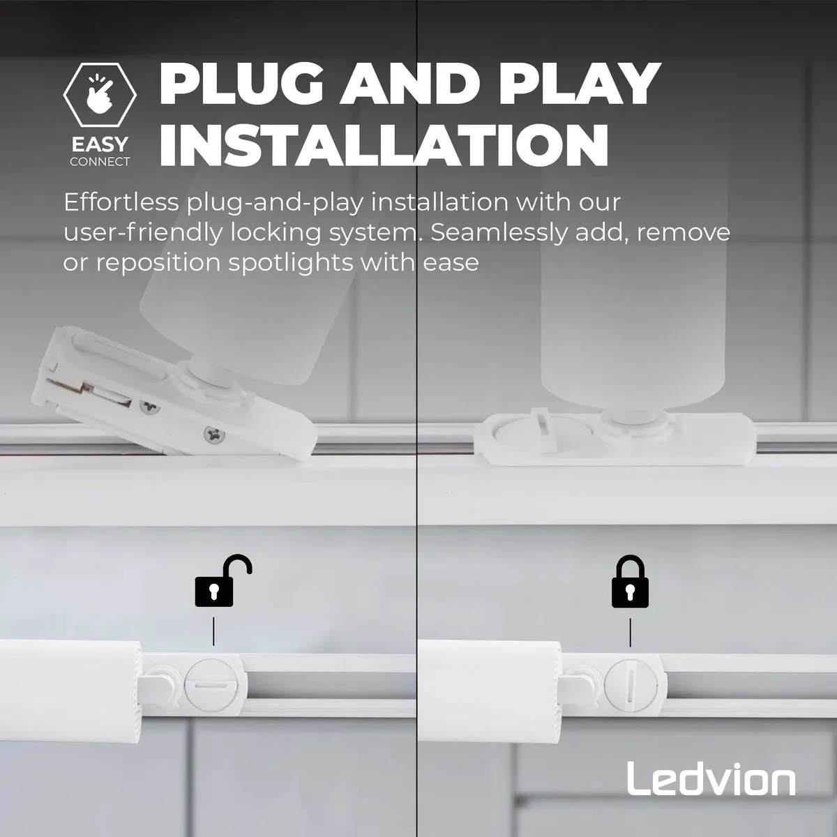 Ledvion LED Railverlichting 1M - 3 Spots 5W 2700K Dimbaar - afbeelding 6 van 6