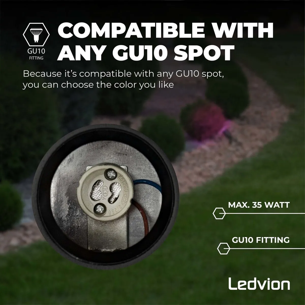 LEDVION RGBWW LED Prikspots 5W IP65 - Zwart - afbeelding 6 van 6