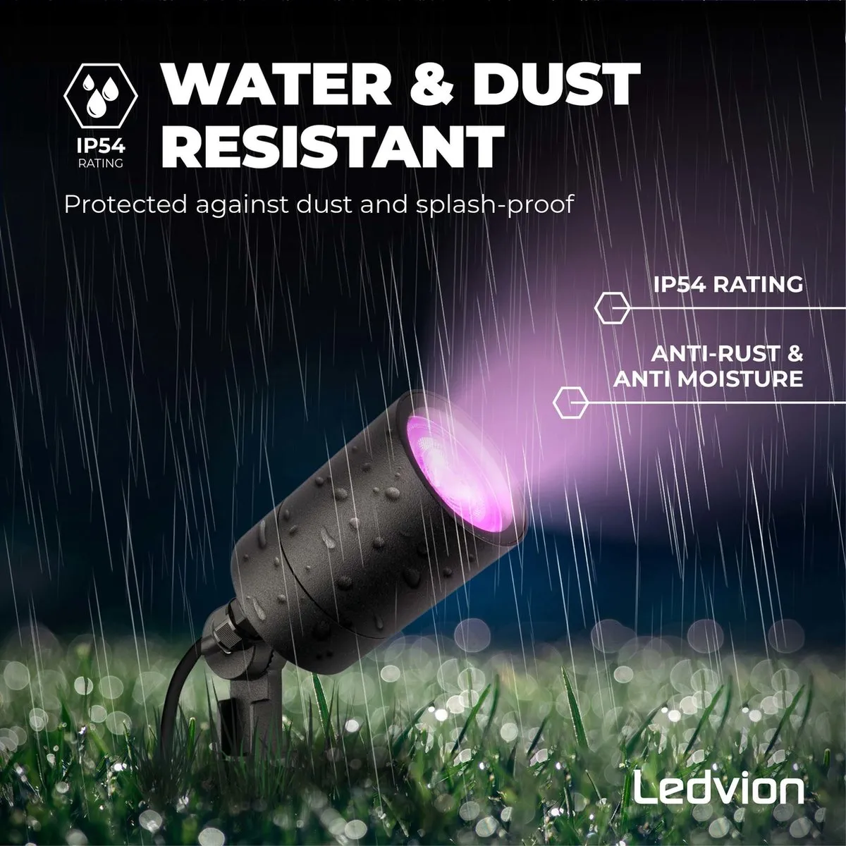 LEDVION RGBWW LED Prikspots 5W IP65 - Zwart