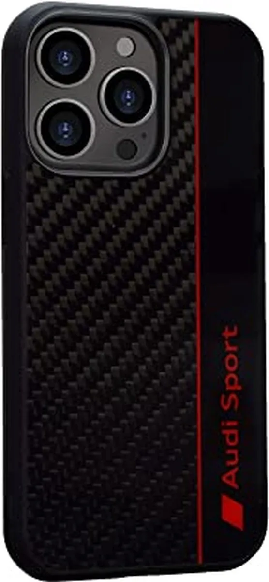 Audi Sport Carbon Fiber iPhone 13 Pro Hoes - Zwart