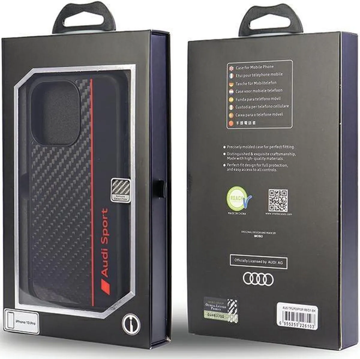Audi Sport Carbon Fiber iPhone 13 Pro Hoes - Zwart - afbeelding 6 van 6