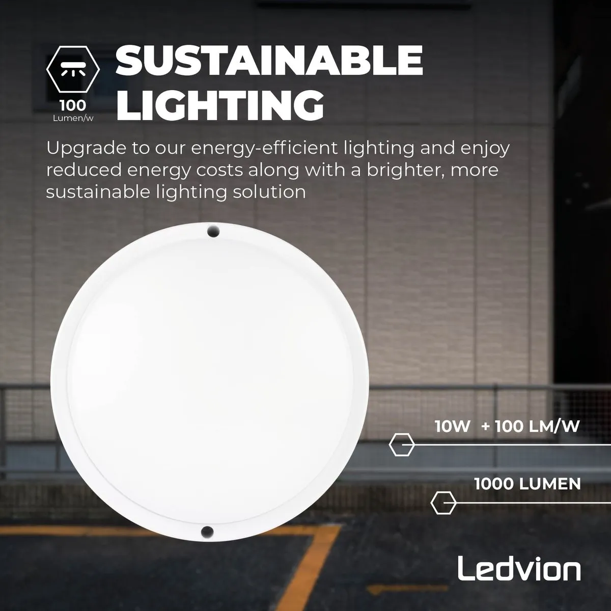 LEDVION LED Bulkhead Plafondlamp Badkamer 24W IP65 - Wit Ø22cm