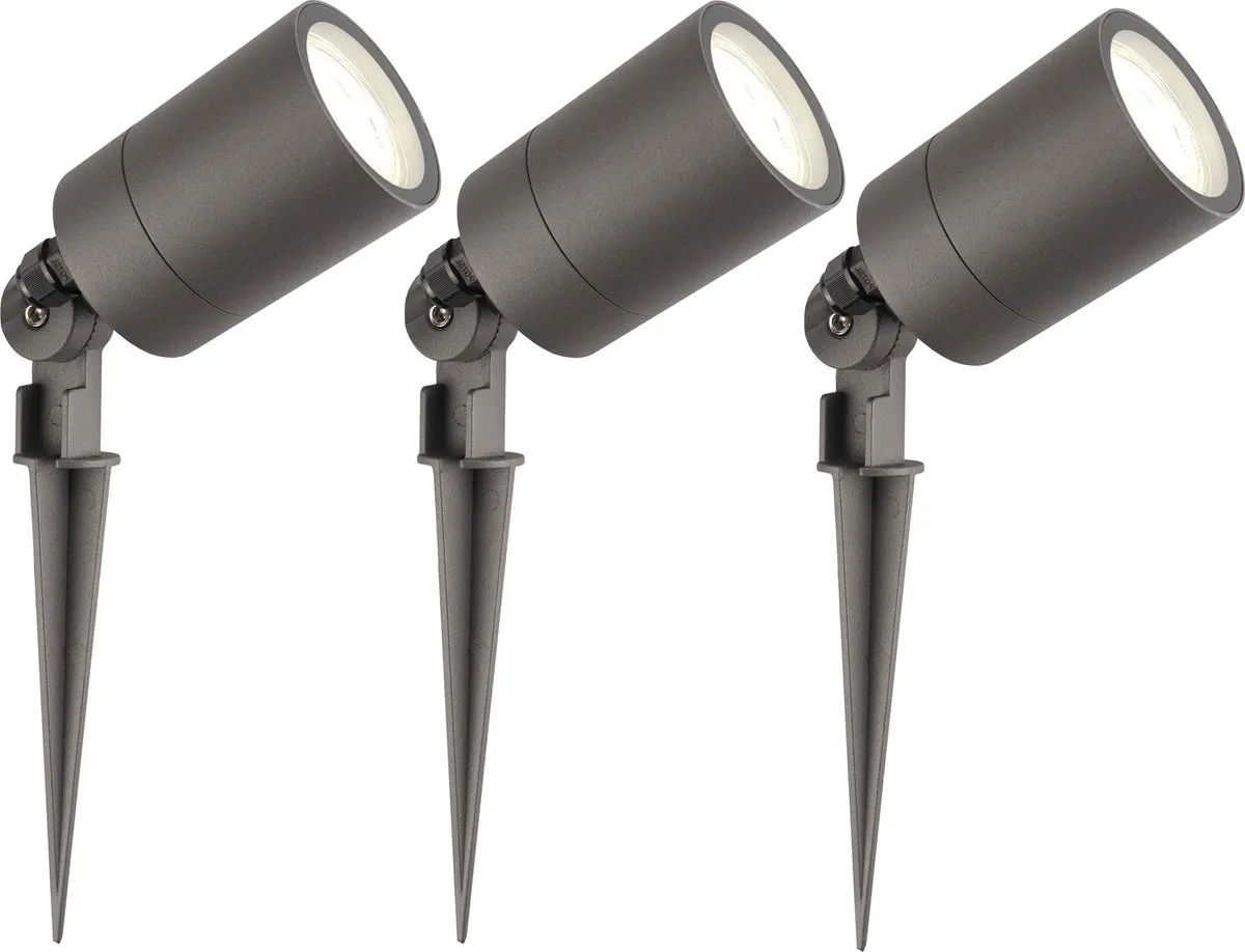 LEDVION 3x LED Prikspots Antraciet IP65 5W 4000K