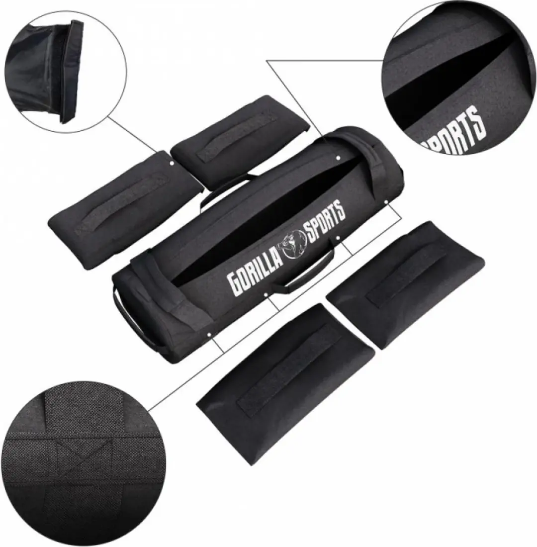 Gorilla Sports Verstelbare Weightbag 20 kg - Zwart - afbeelding 6 van 6
