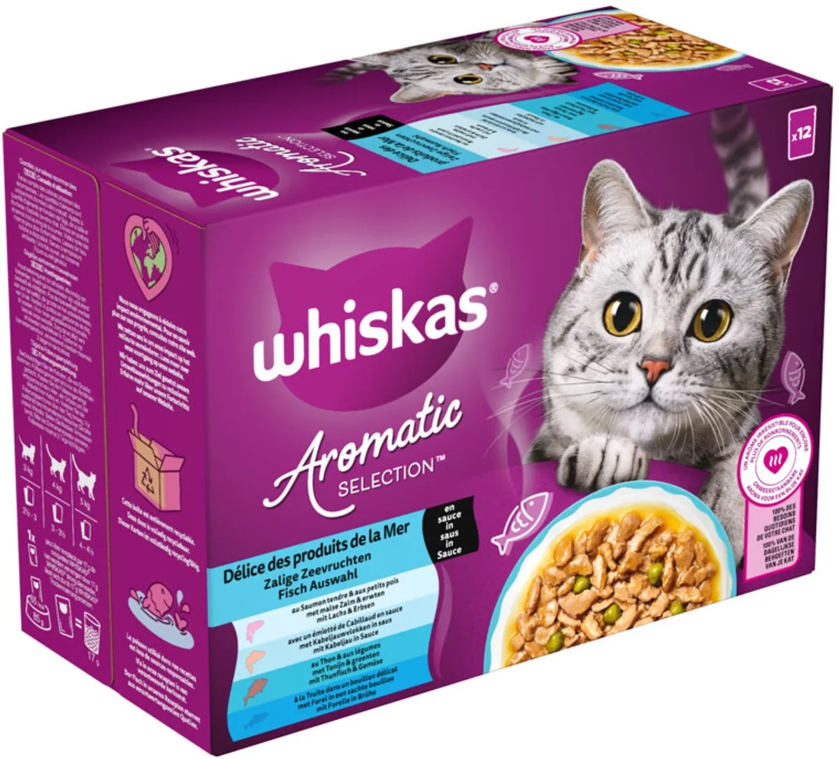 Whiskas Natvoer Aromatic Adult Zeevruchten 12x85g
