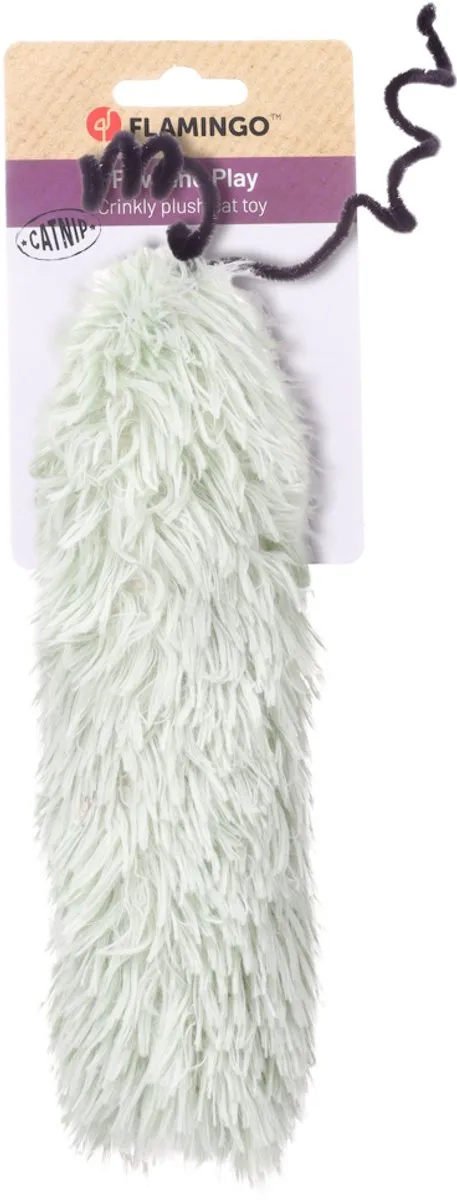 Flamingo Roepi Rups Groen Pluche Kattenspeeltje - Catnip & Knispergeluid