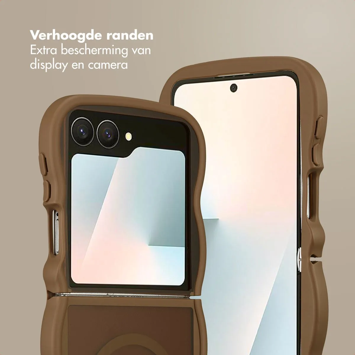 Selencia Wavy Case Samsung Galaxy Z Flip 7 - Mocha Brown