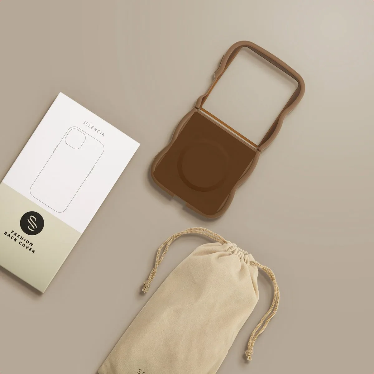 Selencia Wavy Case Samsung Galaxy Z Flip 7 - Mocha Brown