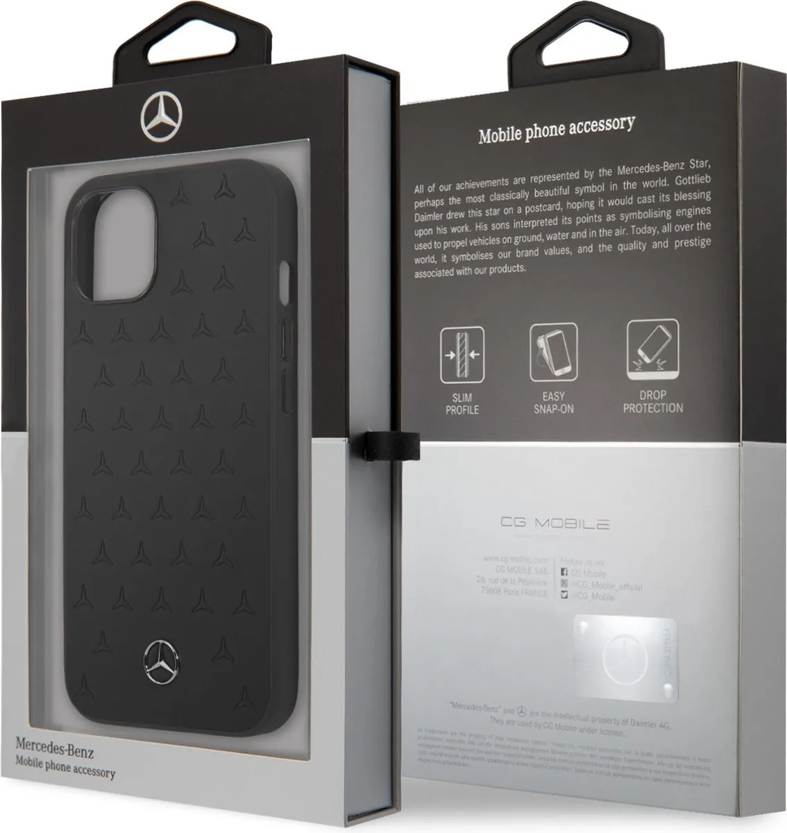 Mercedes-Benz Stars Leather Back Case - iPhone 13 Mini - Zwart - afbeelding 6 van 6