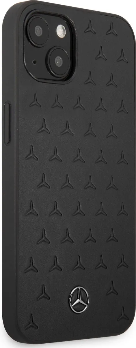 Mercedes-Benz Stars Leather Back Case - iPhone 13 Mini - Zwart