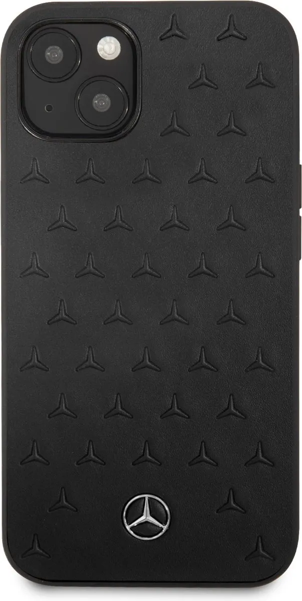 Mercedes-Benz Stars Leather Back Case - iPhone 13 Mini - Zwart