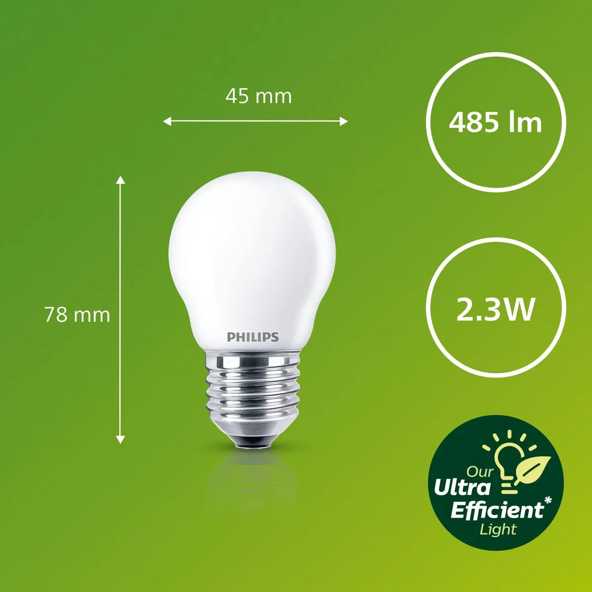 Philips Ultra Efficient LED Kogellamp 2.3W E27 - Mat - Warmwit