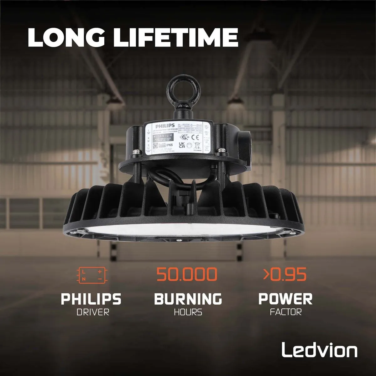 Ledvion LED High Bay 150W - 26.500Lm - 4000K - IP65 - Zwart