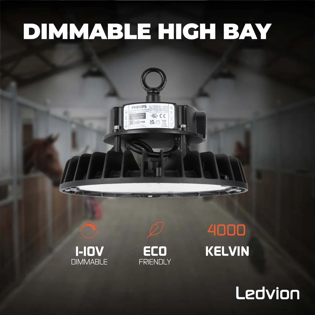 Ledvion LED High Bay 150W - 26.500Lm - 4000K - IP65 - Zwart - afbeelding 6 van 6