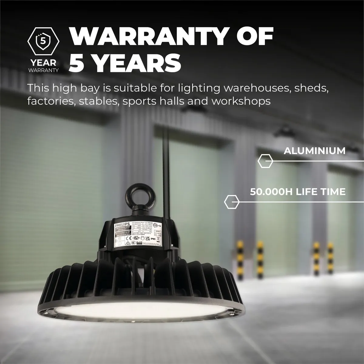 Ledvion LED High Bay 150W - 26.500Lm - 4000K - IP65 - Zwart
