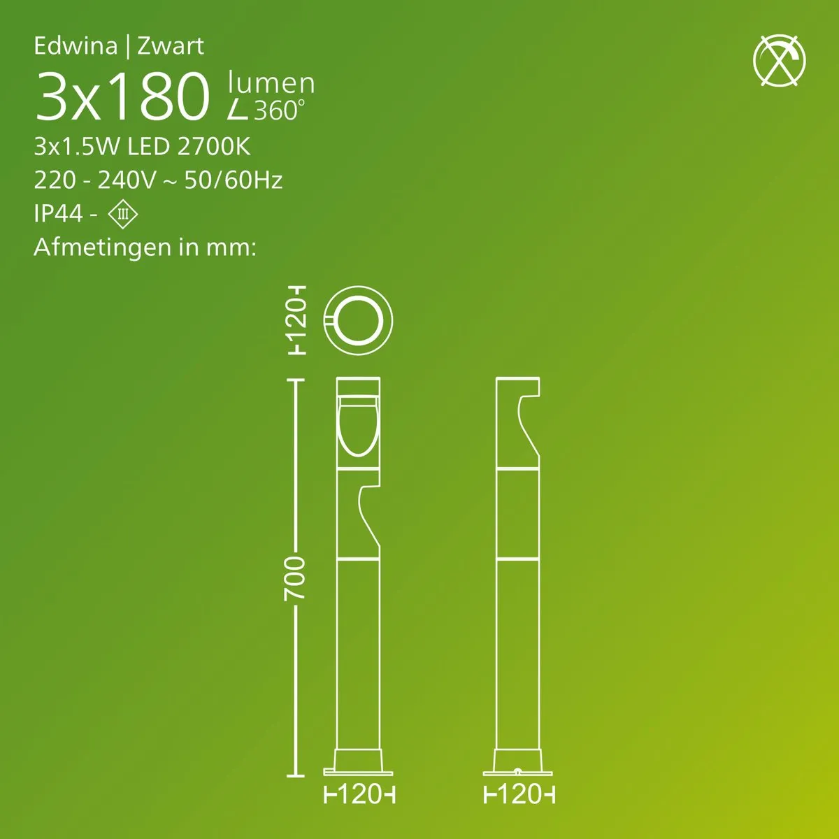 Philips Desi GardenLink Sokkellamp 24V Warm Wit - 3 Stuks