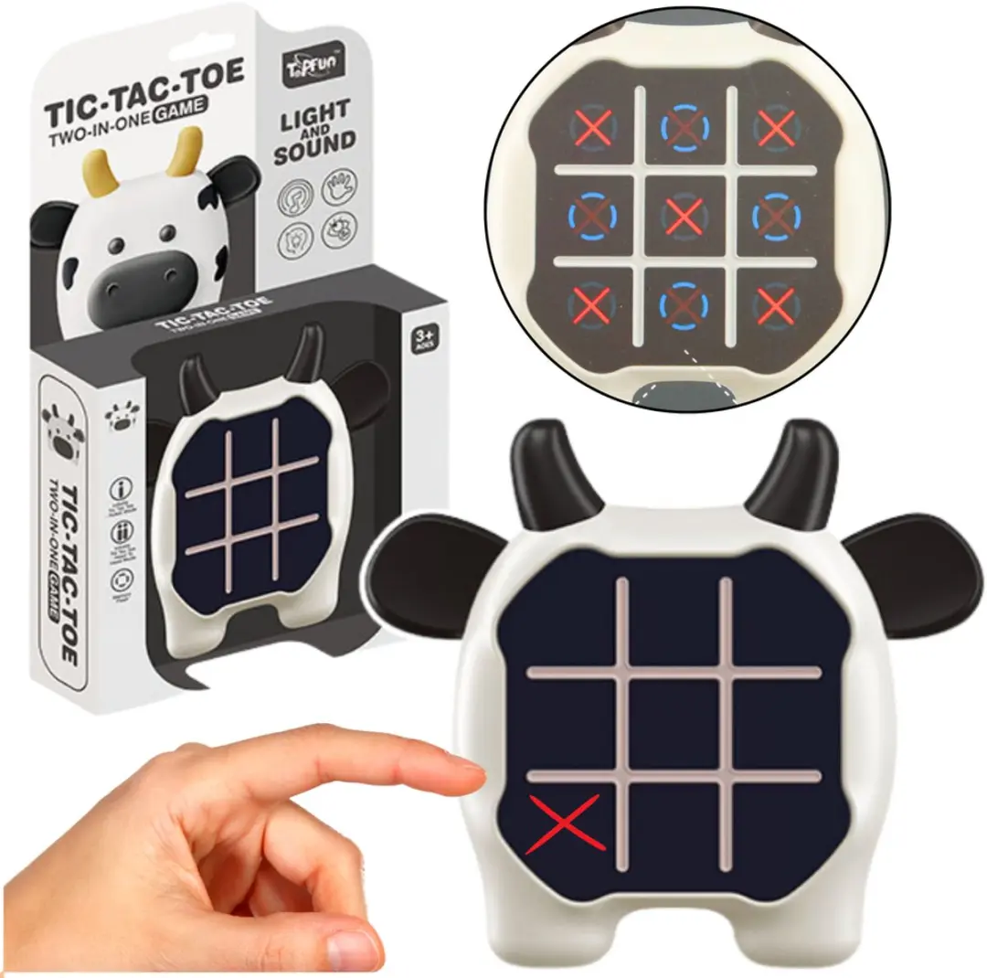 Elektronisch spel 3in1 Tic Tac Toe Memory Cow Zwart en Wit