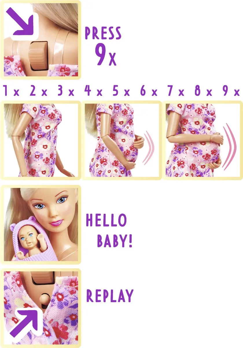 Simba Steffi Love Hallo Baby Pop - Roze/Paars - afbeelding 4 van 6