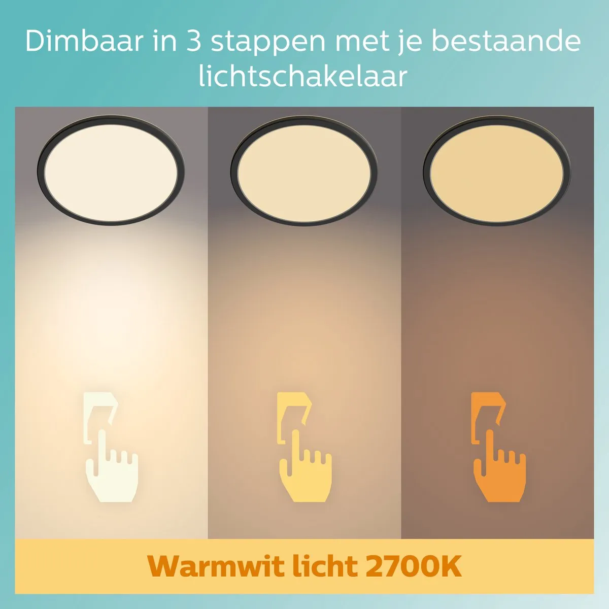 Philips SuperSlim Badkamer Plafondlamp 18W - Zwart Ø30cm
