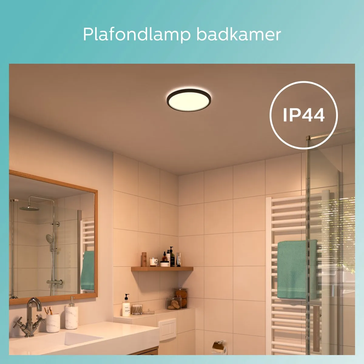 Philips SuperSlim Badkamer Plafondlamp 18W - Zwart Ø30cm