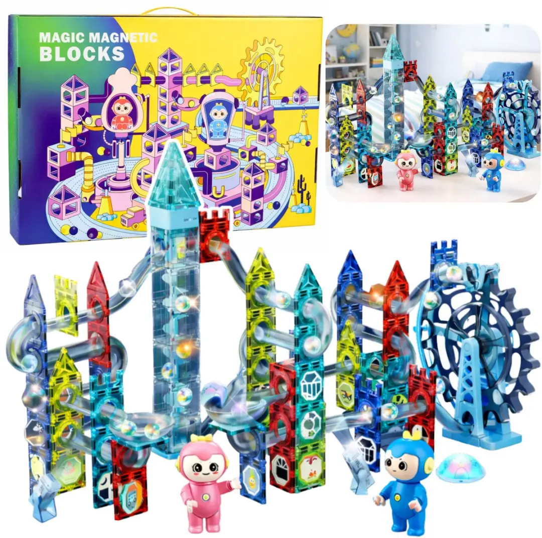Lean Toys Magnetische Blokkenset Kogelbaanmolenwiel 118-delig