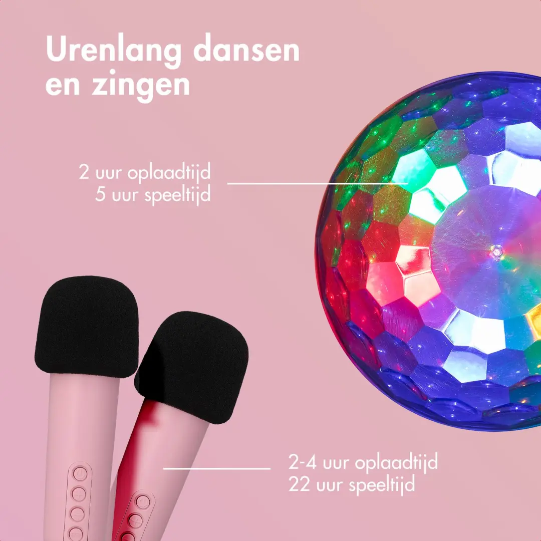 imoshion Sing & Shine Karaoke set - 2 Microfoons Roze - afbeelding 3 van 6