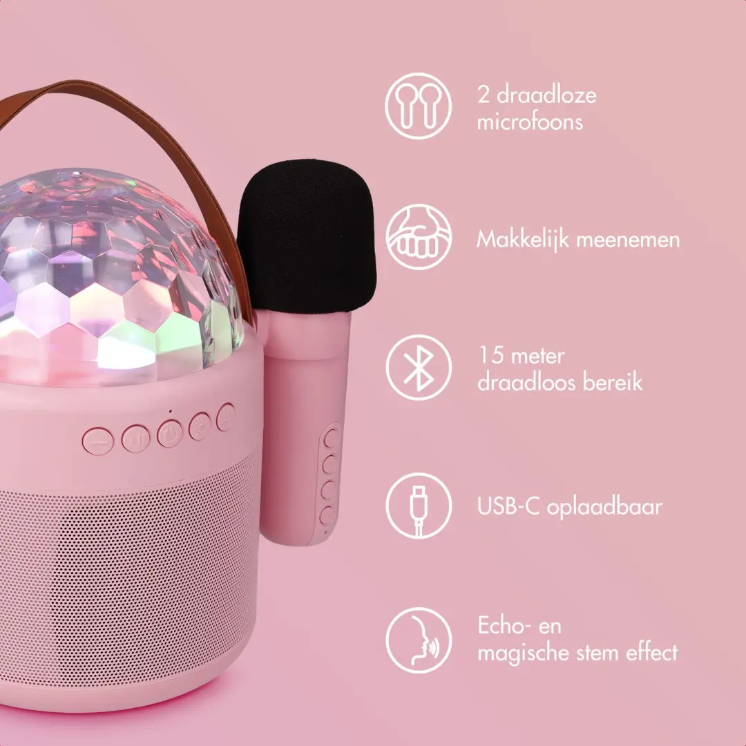 imoshion Sing & Shine Karaoke set - 2 Microfoons Roze - afbeelding 4 van 6