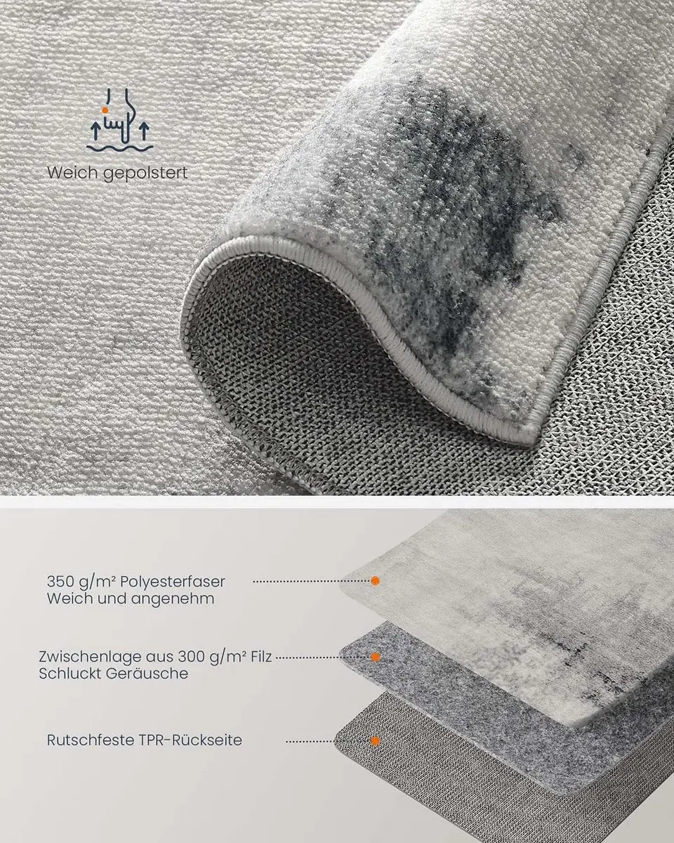 Songmics Tapijt 200x300cm - Duifgrijs - afbeelding 3 van 6