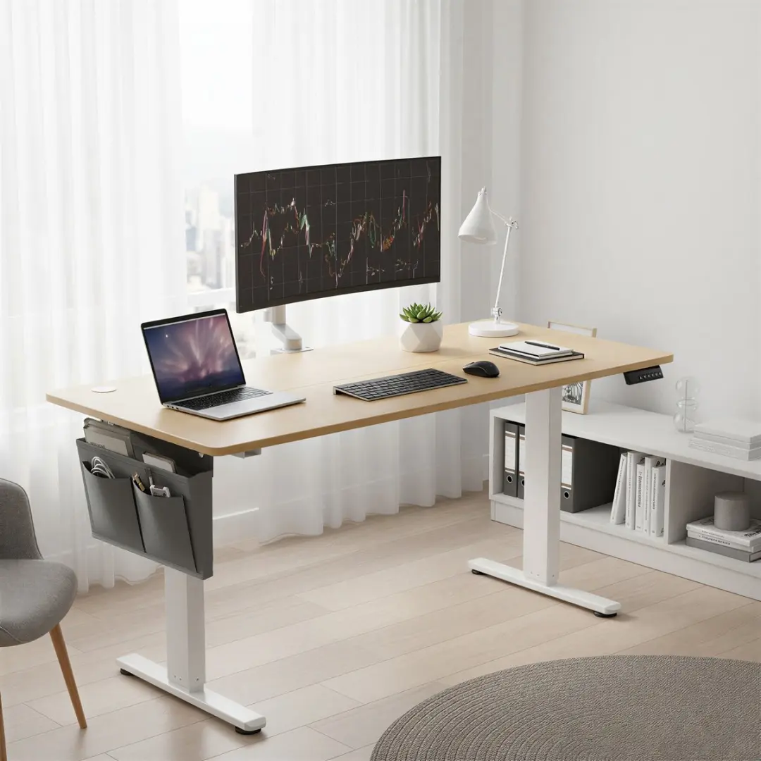 Songmics LSDB35136Y01 Elektrisch Zit-Sta Bureau 160x70cm - Licht Eiken - afbeelding 5 van 6