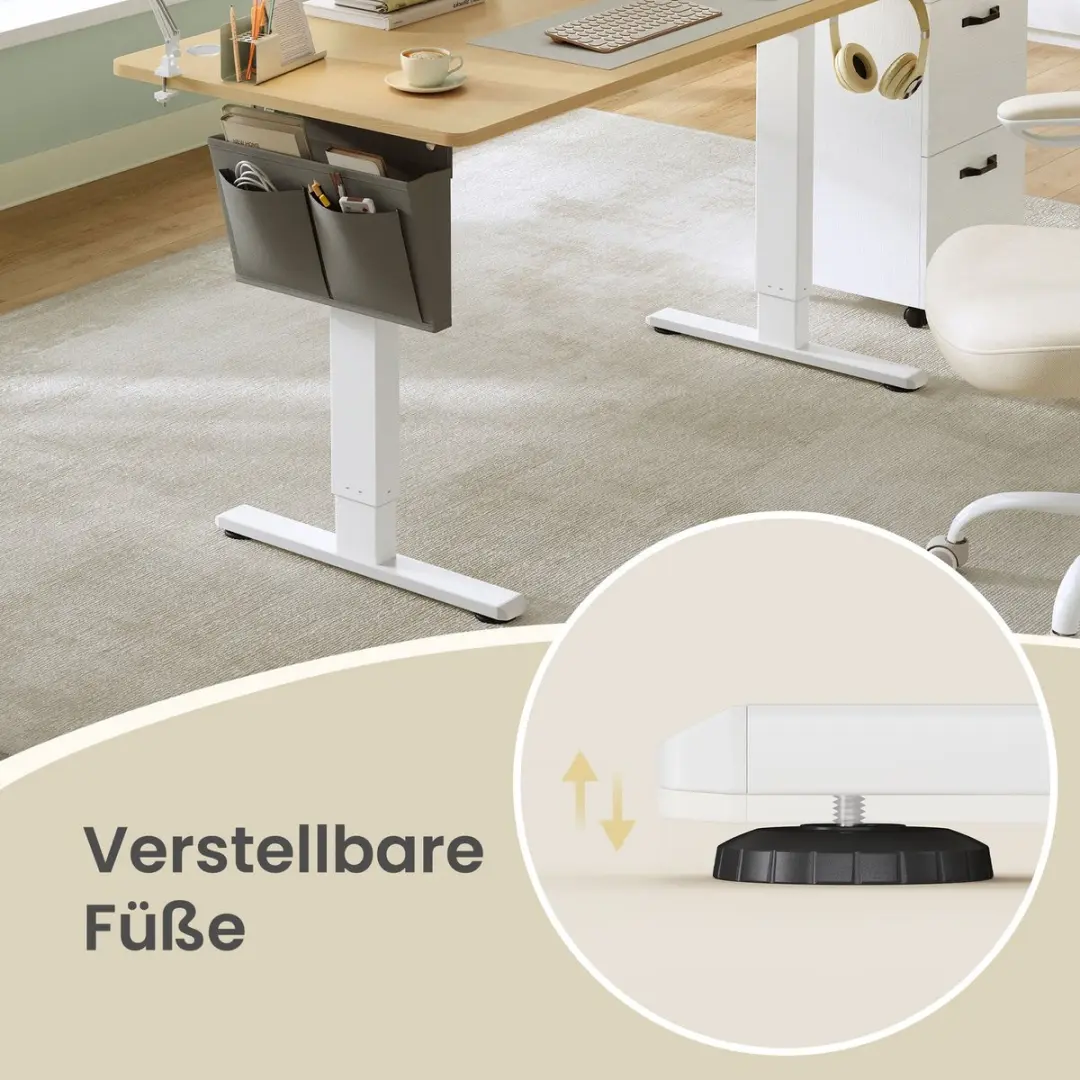 Songmics LSDB35136Y01 Elektrisch Zit-Sta Bureau 160x70cm - Licht Eiken - afbeelding 6 van 6