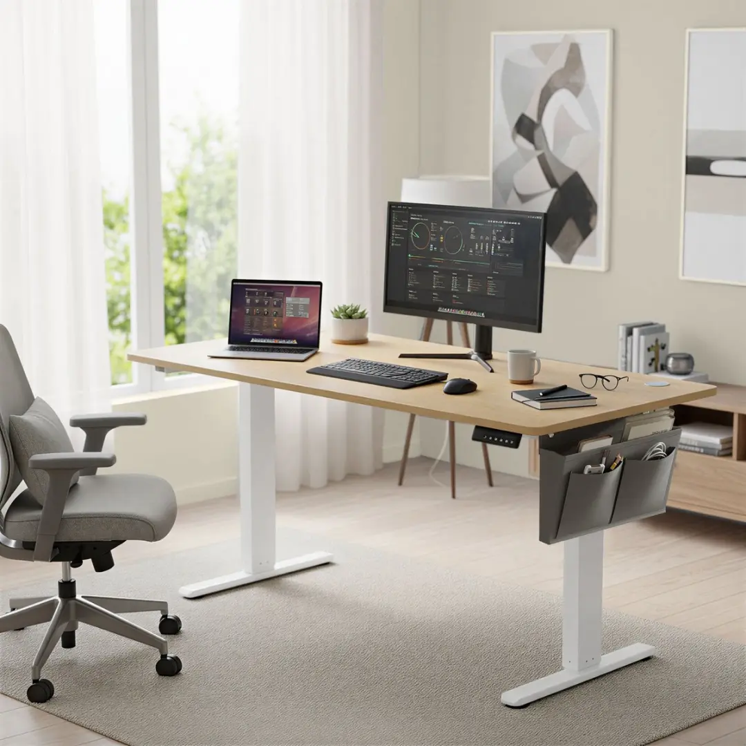 Songmics LSDB35136Y01 Elektrisch Zit-Sta Bureau 160x70cm - Licht Eiken - afbeelding 4 van 6
