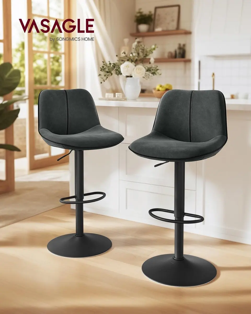 Songmics LJB188G01 Verstelbare Barstoelen - 2 Stuks - Grijs - afbeelding 5 van 6