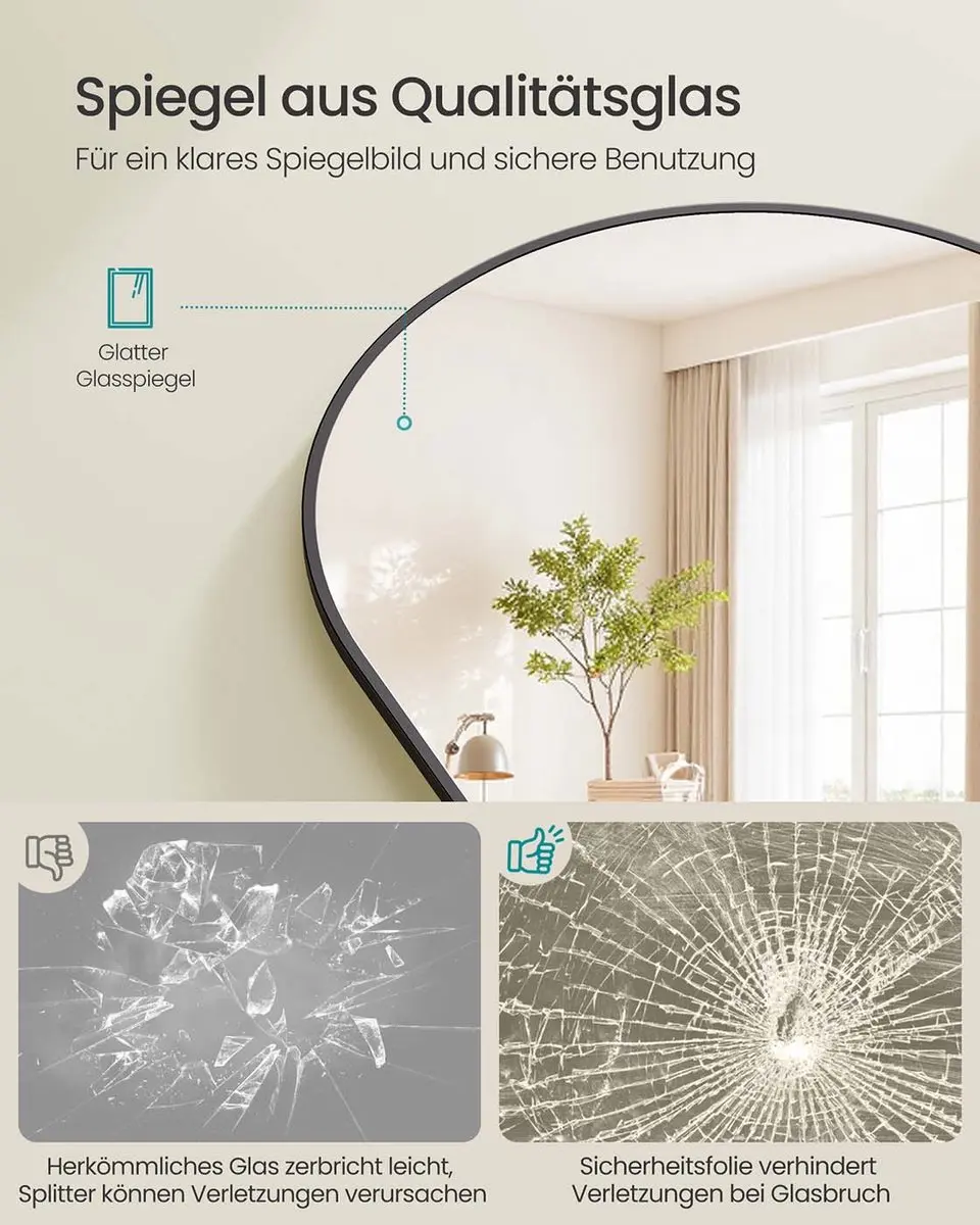Songmics Staande Spiegel 165x60cm - Lichtgoud - afbeelding 6 van 6