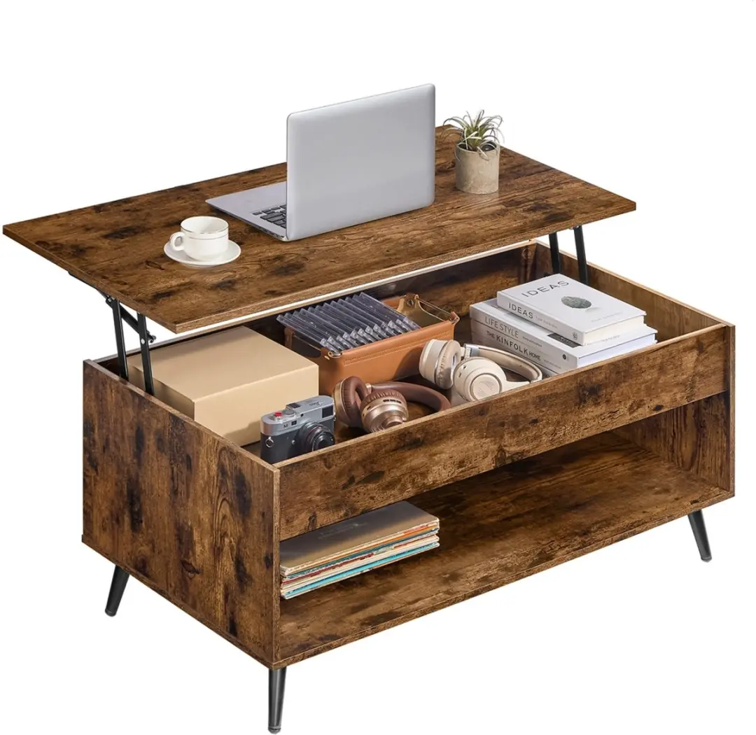 Salontafel met verstelbaar blad en verborgen opbergvak