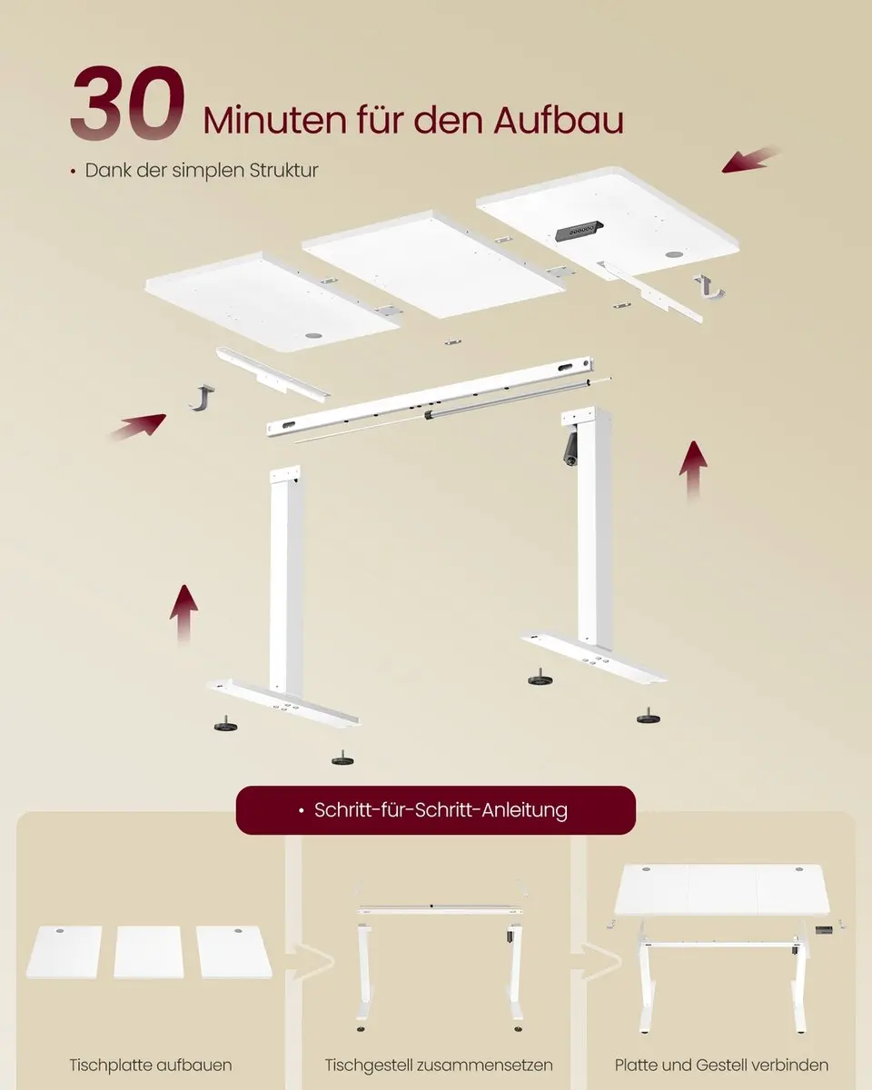 Songmics LSD312WZ03 In hoogte verstelbaar bureau - 120x60cm - afbeelding 6 van 6