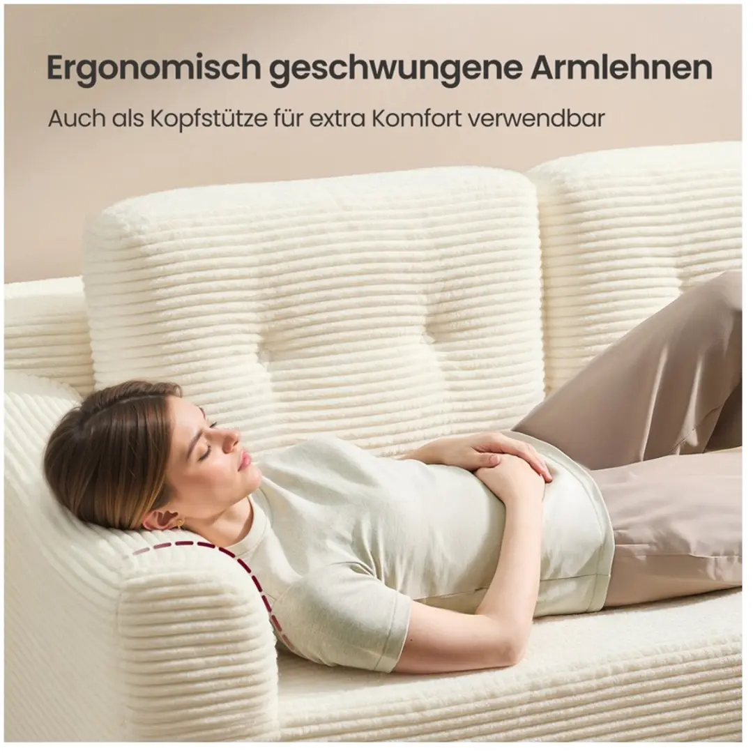 Songmics LCS183WD01 Modulaire Hoekbank - 244cm - Crèmewit - afbeelding 6 van 6