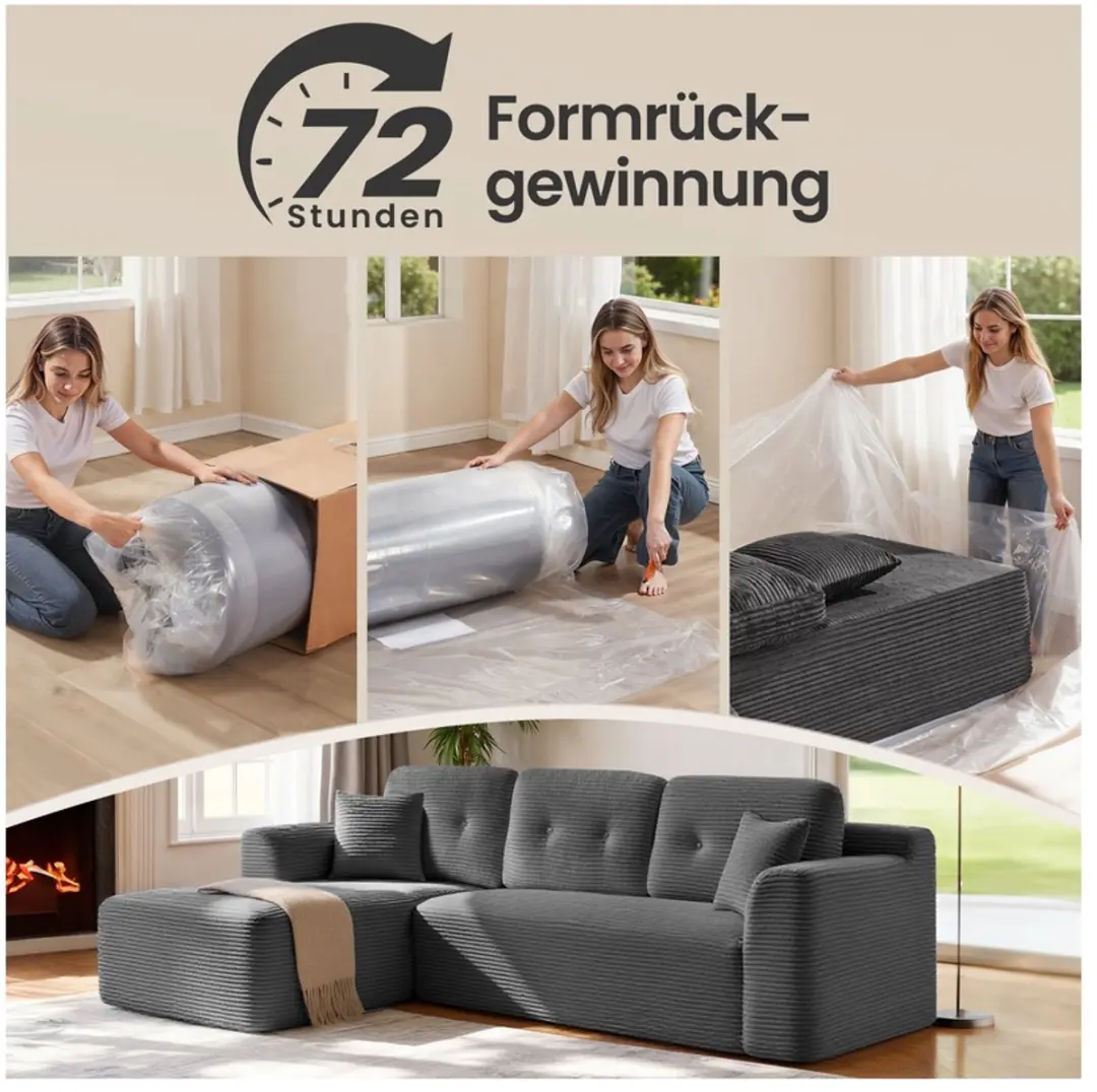 Songmics LCS183GN01 Modulaire Hoekbank - Leigrijs - afbeelding 5 van 6