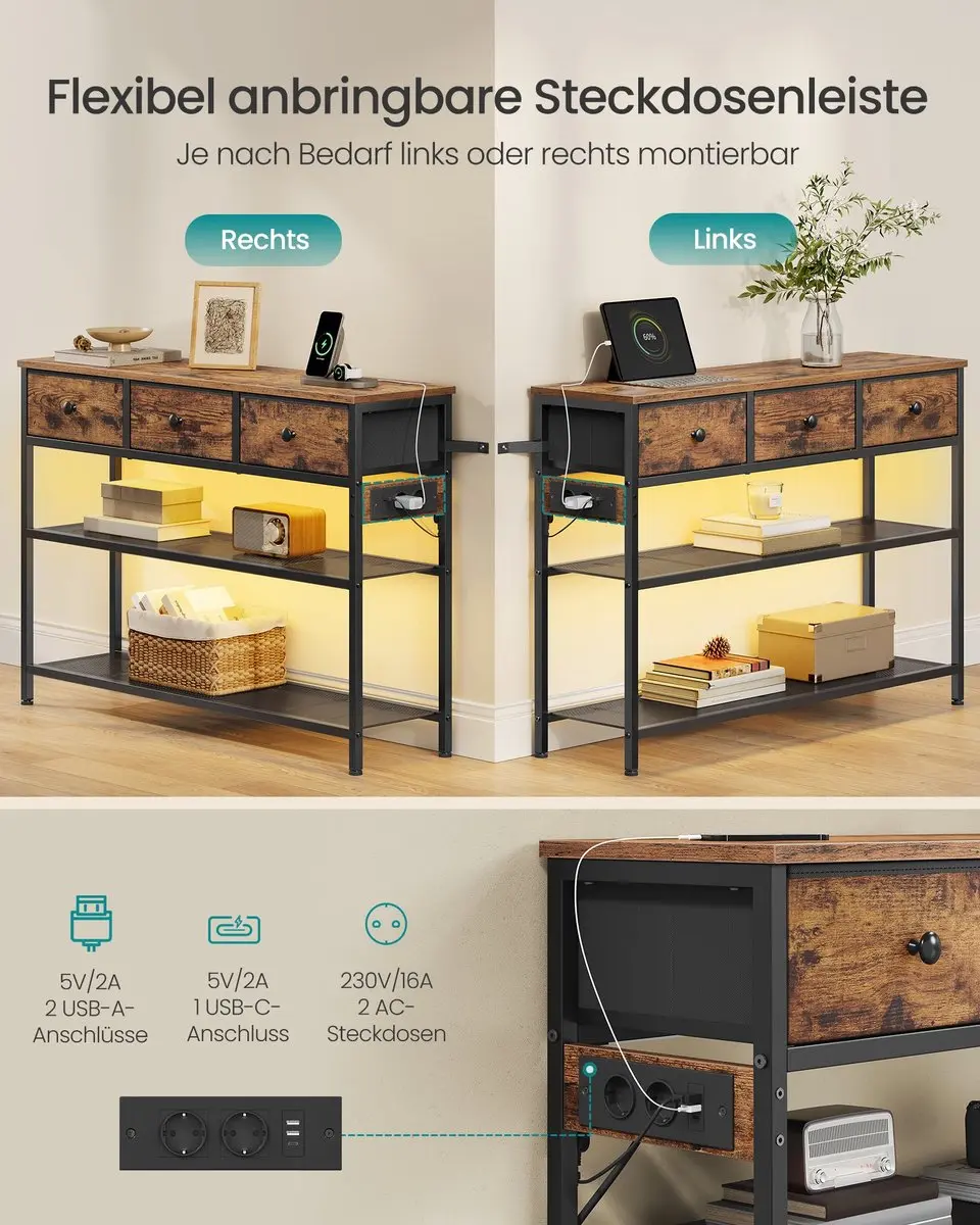 Songmics LGS198K102 Consoletafel - 3 Lades - afbeelding 3 van 6