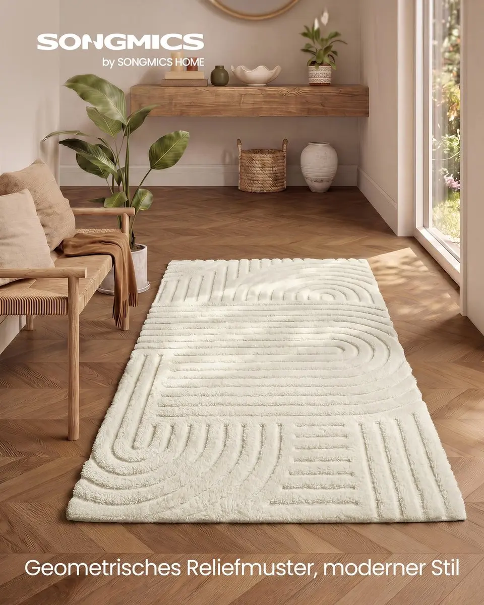 Songmics TAR131WZ02 Vloerkleed 150x80cm - Crèmewit - afbeelding 2 van 6