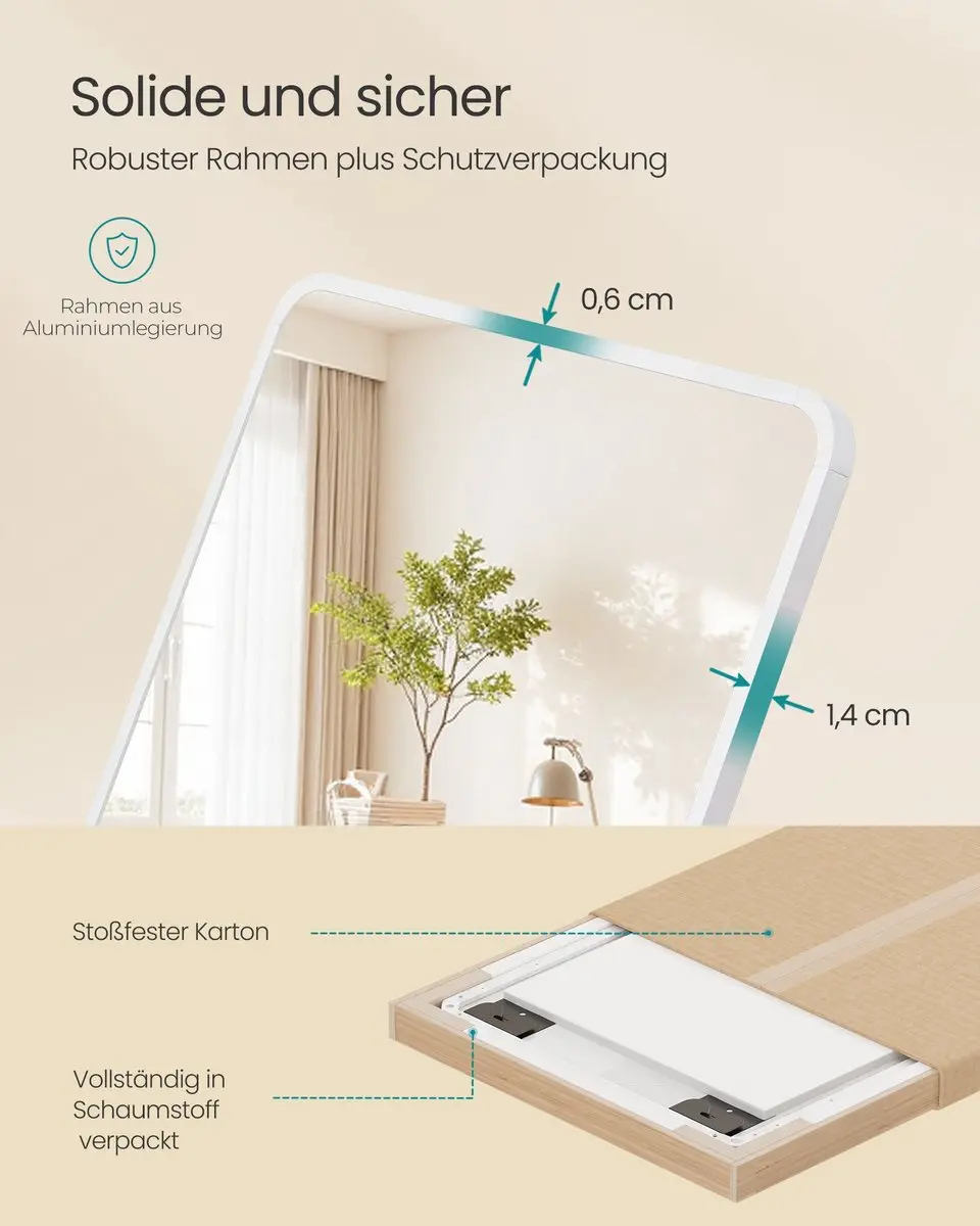 Songmics LFM032WC01 Passpiegel 120x40cm Matwit - afbeelding 6 van 6