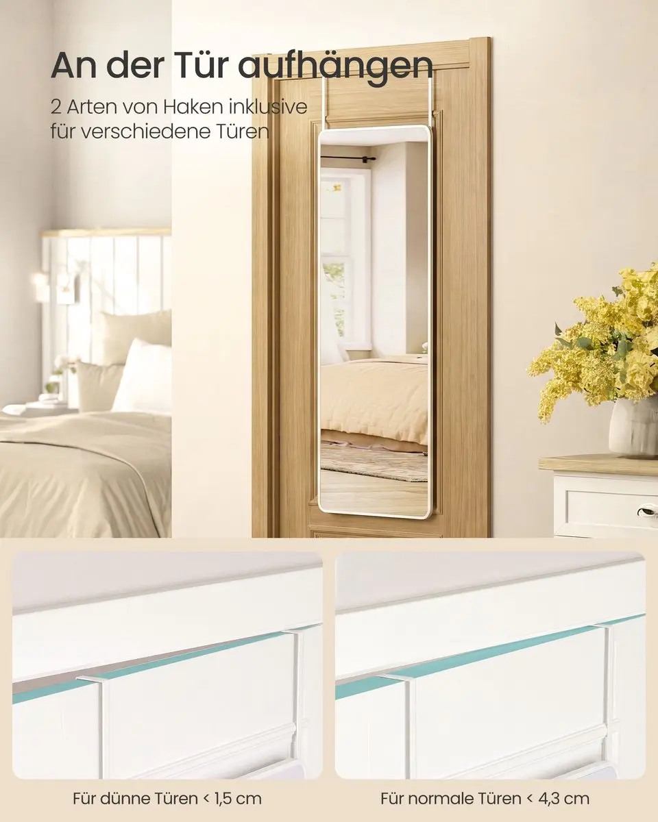 Songmics LFM032WC01 Passpiegel 120x40cm Matwit - afbeelding 4 van 6