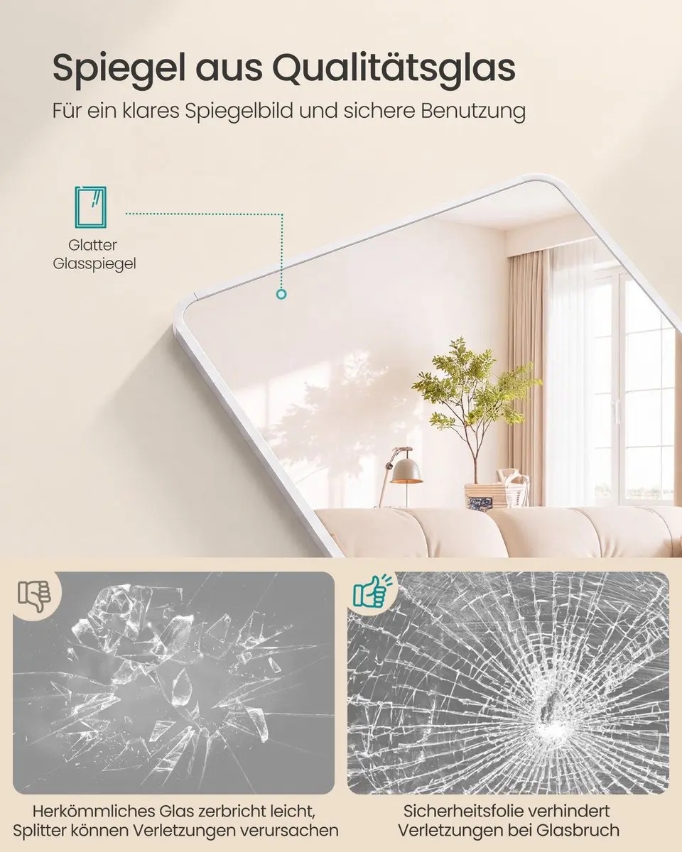 Songmics LFM032WC01 Passpiegel 120x40cm Matwit - afbeelding 3 van 6