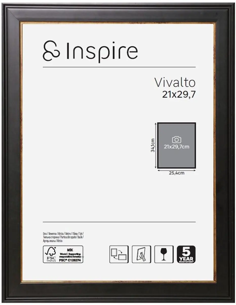 Vivalto Fotolijst Zwart/Goud 21x29,7 cm