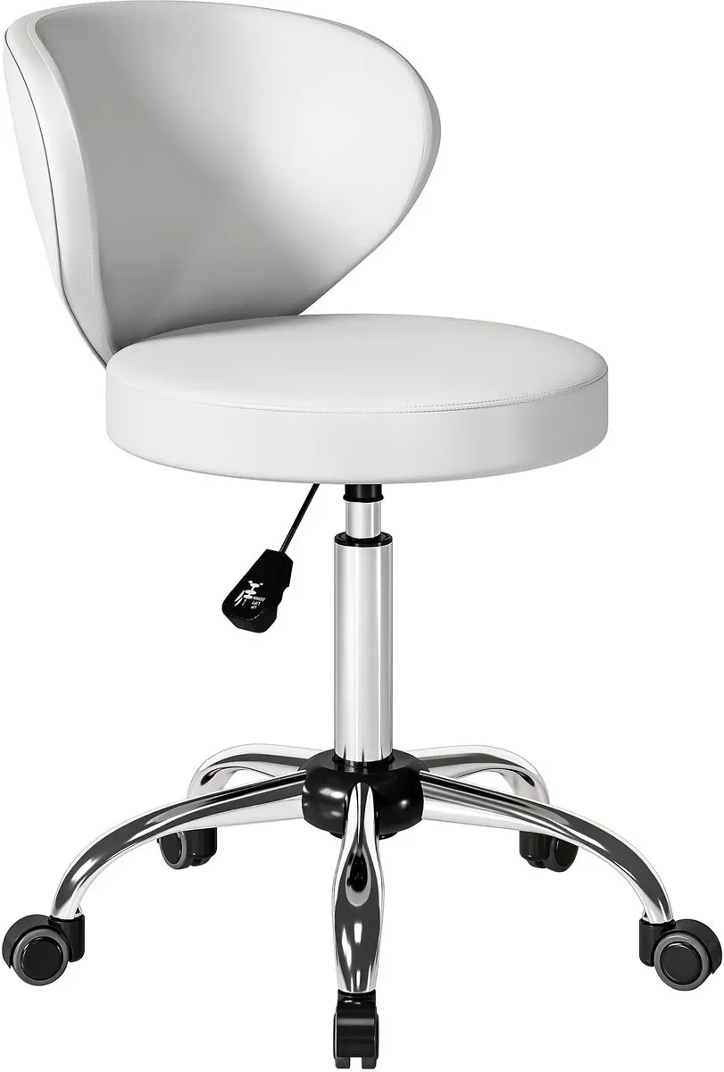 HOMCOM-Salonkruk-PU, Staal-45 x 54 x 73-88 cm-Wit