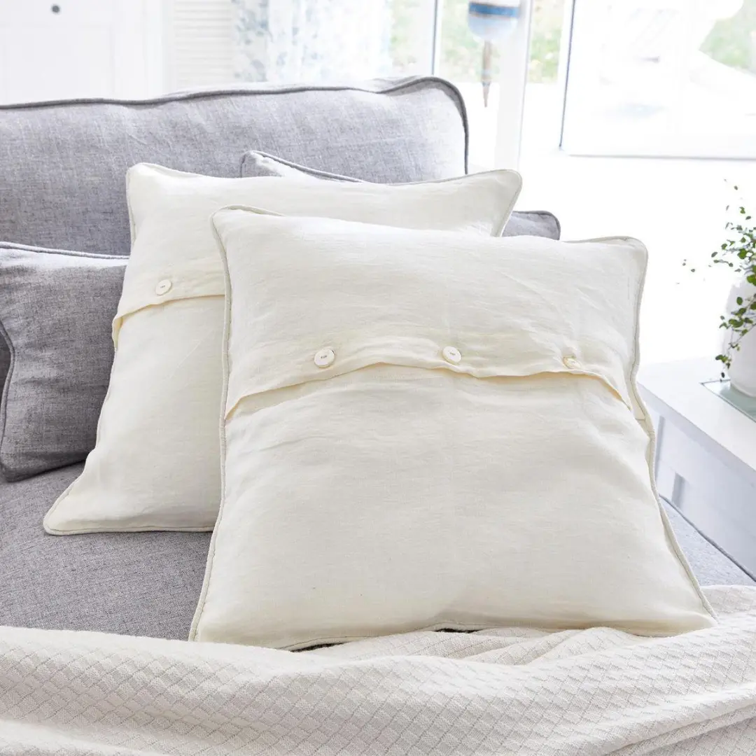 Loberon Emilie Kussenset 2 Stuks - Blauw/Crème - afbeelding 3 van 4