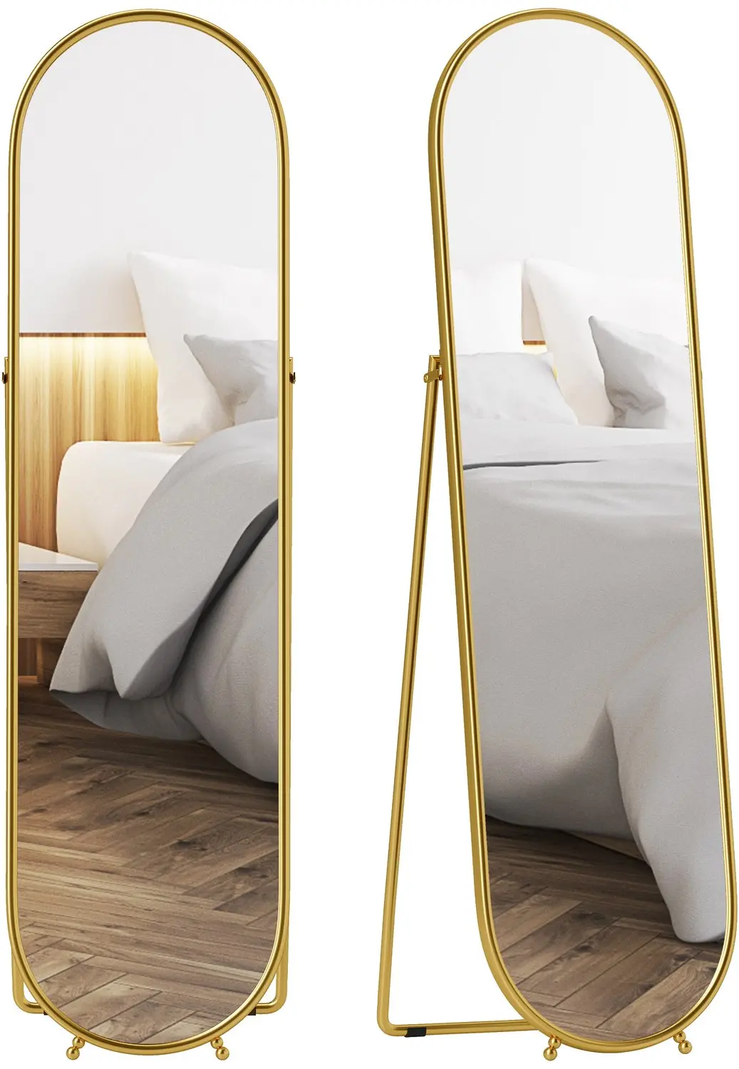 HOMCOM Full Length Mirror-Metall, Glas-50L x 4B x 180H cm-Gold