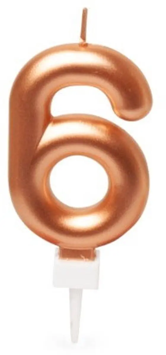 Spaas Verjaardagskaars nr 6 Rozegoud