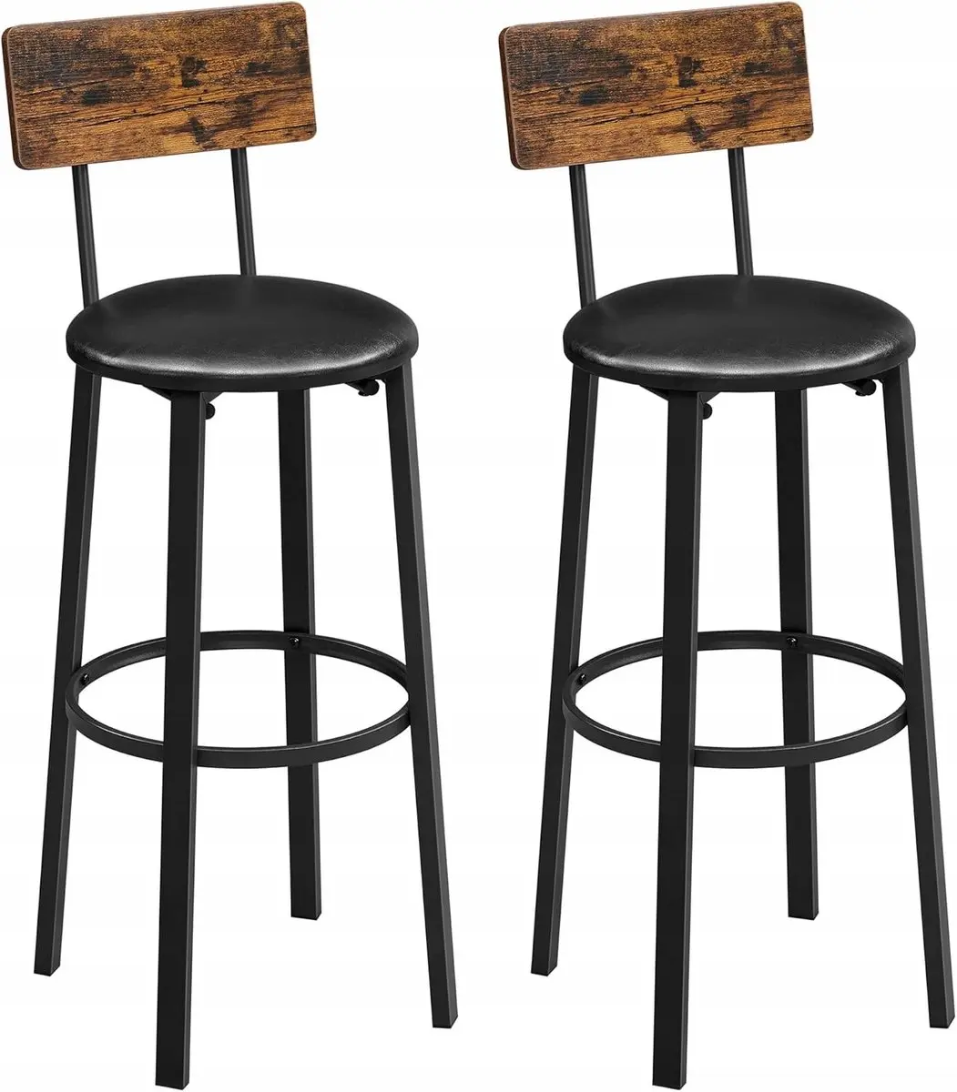 Hokerset 2 stuks, barstoelen met comfortabel zitvlak, 100cm hoog
